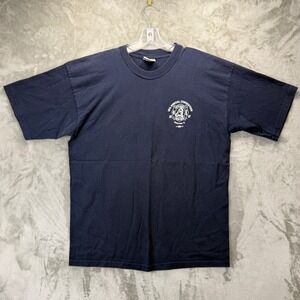 Bayside Mens XL Navy Fire Dept Honor Guard Rockford IL Graphic T-Shirt USA Made